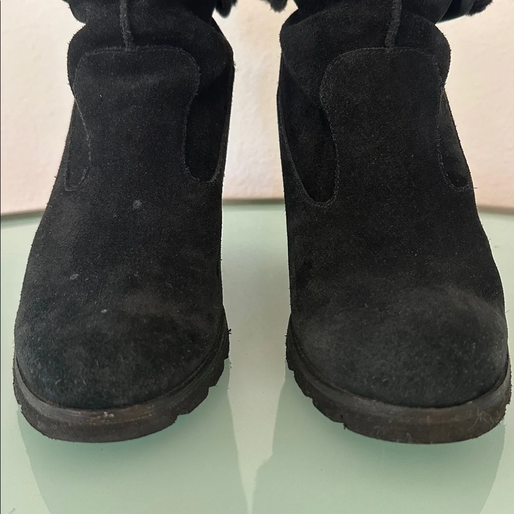 UGG Australia Black Kyra Wedge Genuine Shearling Boots